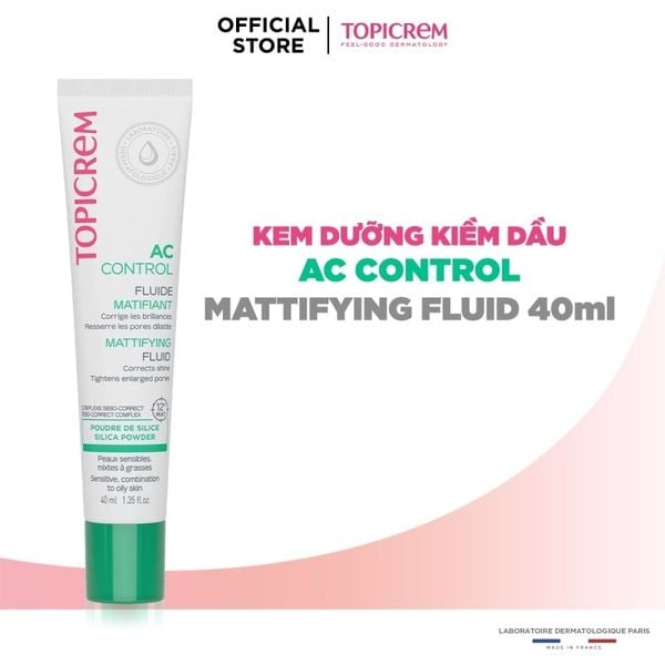  Kem Dưỡng Ẩm Topicrem Kiềm Dầu, Dành Cho Da Hỗn Hợp, Da Dầu & Da Nhạy Cảm Ac Control Mattifying Fluid 40ml 