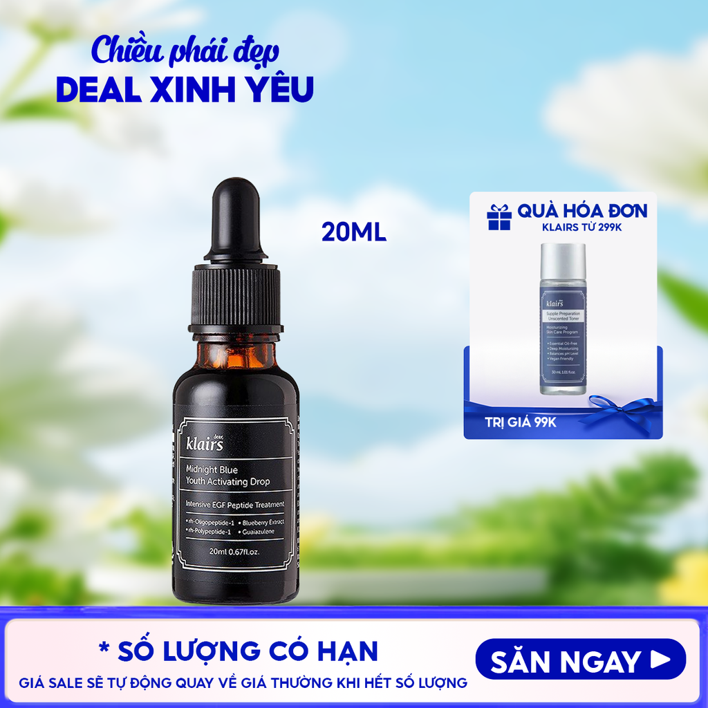 Serum Klairs Làm Dịu, Phục Hồi Da Klairs Midnight Blue Youth Activating Drop 20ml