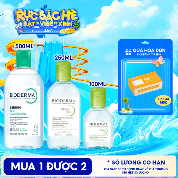  Nước Tẩy Trang Bioderma Cho Da Dầu, Da Hỗn Hợp, Da Mụn Sebium H2O 