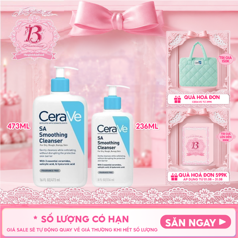 Sữa Rửa Mặt Cerave Làm Sạch Sâu Cho Da Mụn, Tẩy Da Chết Dịu Nhẹ Developed With Dermatologists SA Smoothing Cleanser