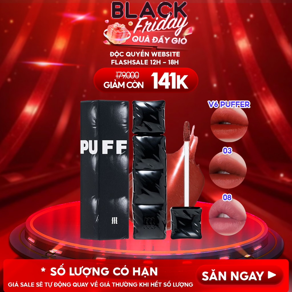 [NEW][V6 PUFFER][SON PHAO] Son Kem Lì Merzy Bền Màu, Lâu Trôi Puffer Velvet Tint 3.7g