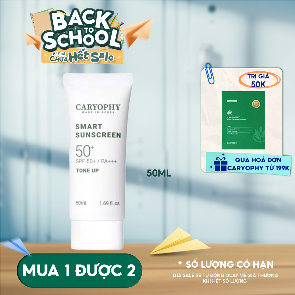Kem Chống Nắng Caryophy Nâng Tông Smart Sunscreen Tone Up SPF50+/PA+++ 50ml
