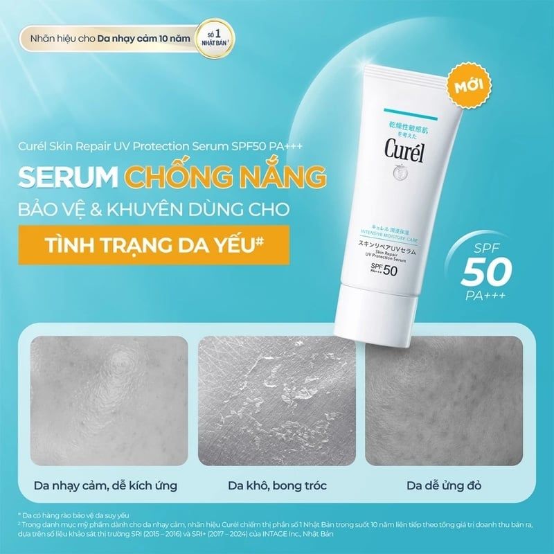 Serum Chống Nắng Vật Lý Phổ Rộng Cho Da Nhạy Cảm Curél Skin Repair Uv Protection Serum SPF50 PA+++ 60g