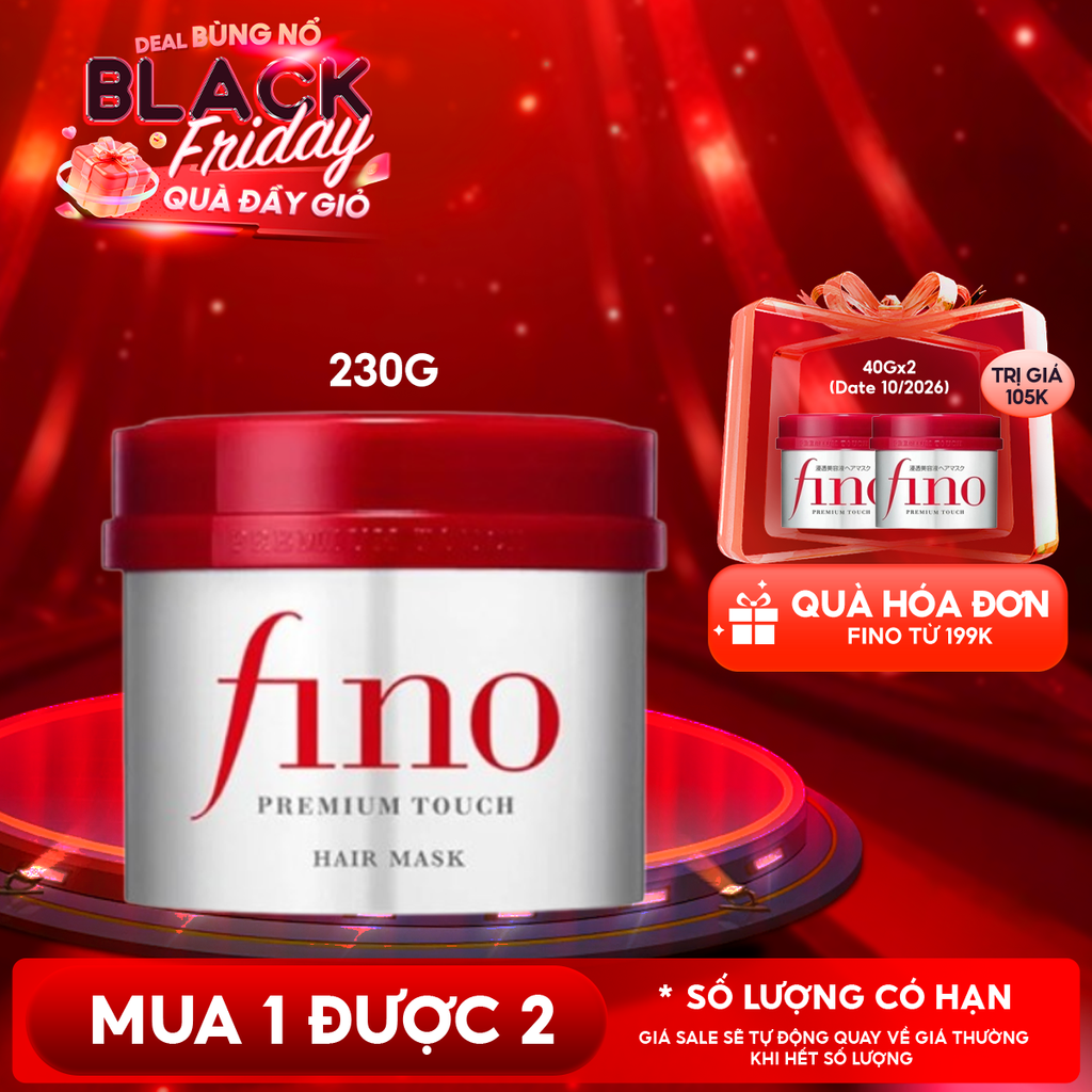 Kem Ủ Tóc Fino Dưỡng Ẩm, Hỗ Trợ Cải Thiện Tóc Hư Tổn Premium Touch 230g