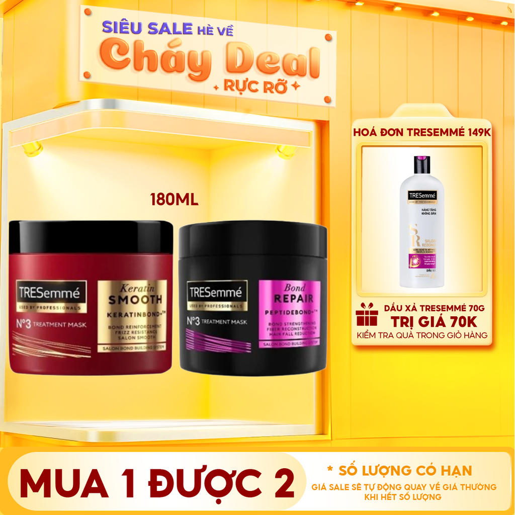 Kem Ủ Tóc TRESemmé Vào Nếp Mượt Mà Keratin Smooth Salon-Quality Treatment Mask 180ml