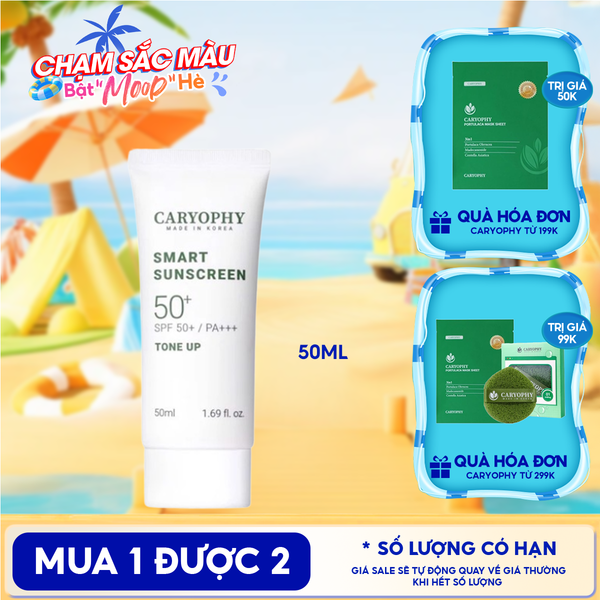  Kem Chống Nắng Caryophy Nâng Tông Smart Sunscreen Tone Up SPF50+/PA+++ 50ml 