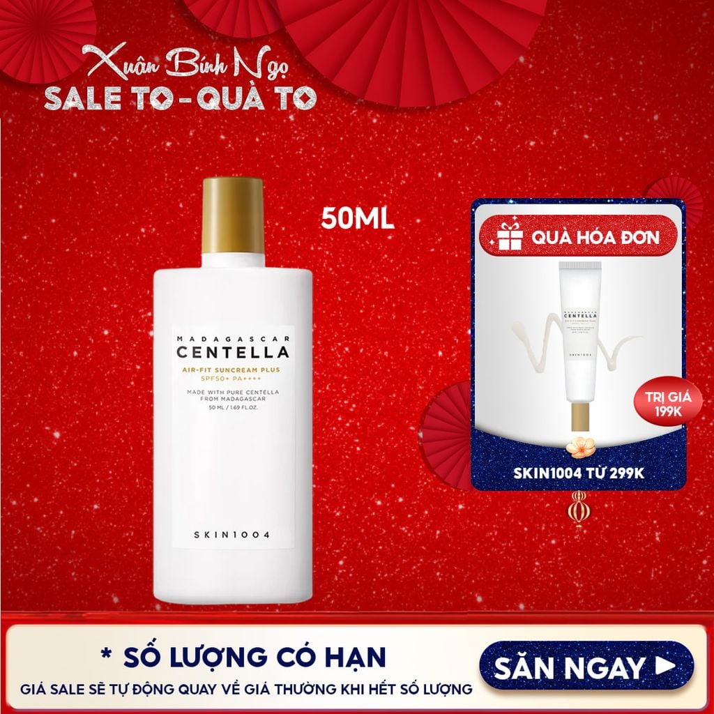 Kem Chống Nắng Skin1004 Lành Tính Dành Cho Da Nhạy Cảm Madagascar Centella Air-Fit Suncream Plus SPF50+ PA++++ 50ml