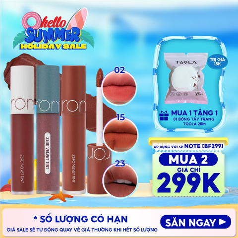 [MÀU 1-30] Son Kem Lì Romand Cực Nhẹ Môi Zero Velvet Tint 5.5g