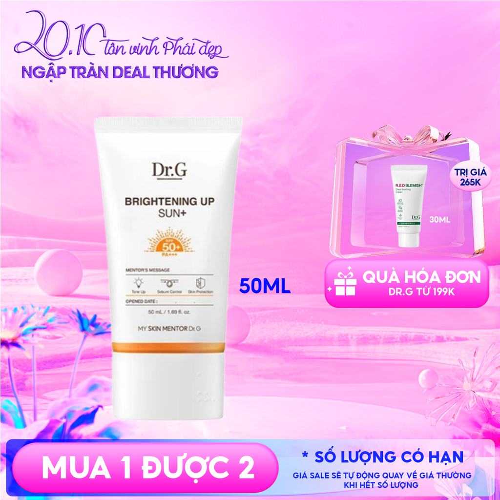 Kem Chống Nắng Dr.G Dưỡng Sáng Da, Nâng Tông Tự Nhiên, Kiểm Soát Dầu Brightening Up Sun+ SPF50+ PA+++