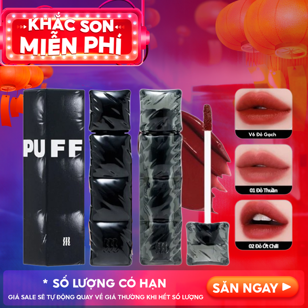[KHẮC SON] [V6 PUFFER][SON PHAO] Son Kem Lì Merzy Bền Màu, Lâu Trôi Puffer Velvet Tint 3.7g
