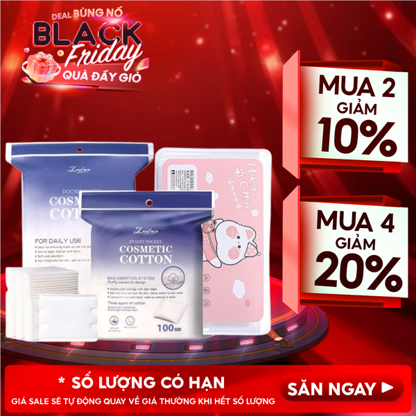  [NHẬP KHẨU] Bông Tẩy Trang LMLTOP Makeup Cotton 3 Lớp Dày Dặn Làm Sạch Da 