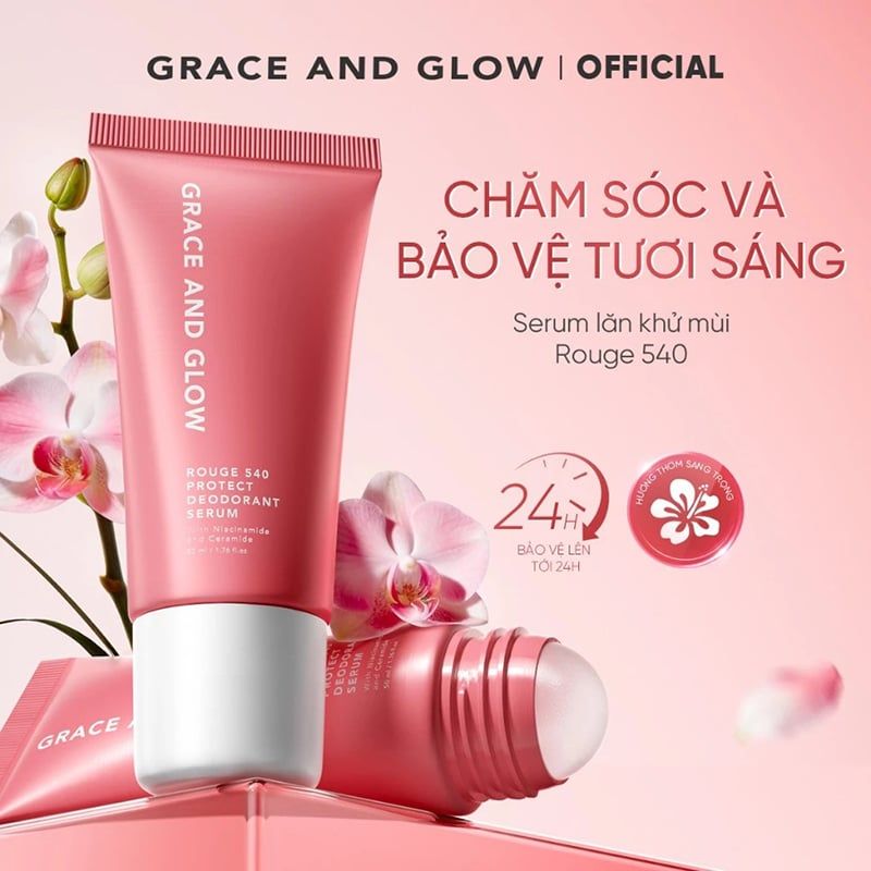 Lăn Khử Mùi Grace And Glow Dưỡng Sáng Da, Ngăn Ngừa Mồ Hôi Deodorant Serum 50ml
