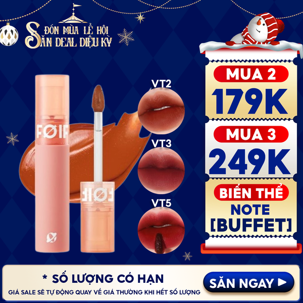  Son Kem Lì Hàn Quốc FOIF Thuần Chay, Mịn Mượt Lâu Trôi Daily Velvet Tint 