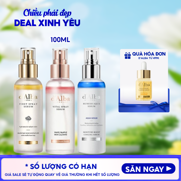  Serum Tinh Chất Dưỡng D'Alba Cấp Ẩm, Làm Dịu Da, Căng Bóng White Truffle Spray Serum 100ml 