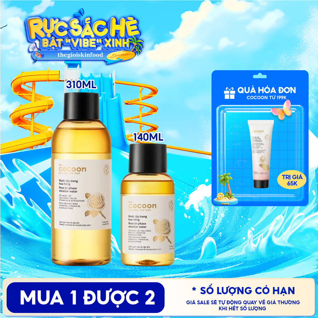 Nước Tẩy Trang Cocoon Làm Sạch Sâu, Cấp Ẩm Rose Bi-Phase Micellar Water