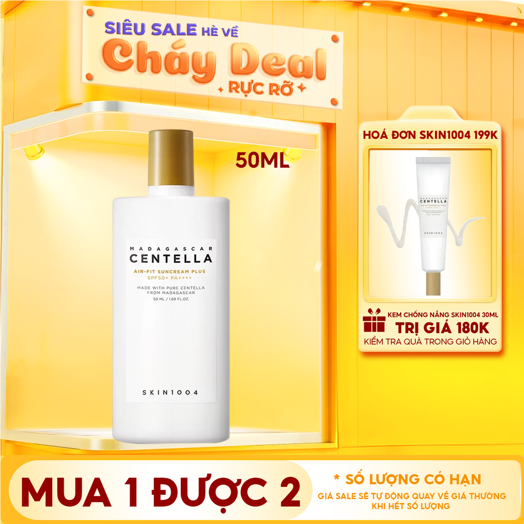 Kem Chống Nắng Skin1004 Lành Tính Dành Cho Da Nhạy Cảm Madagascar Centella Air-Fit Suncream Plus SPF50+ PA++++ 50ml