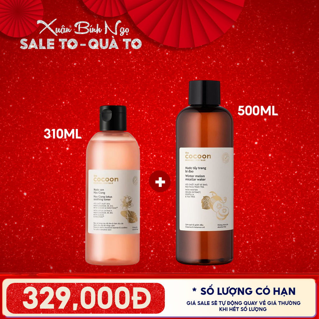 Nước Cân Bằng Cocoon Sen Hậu Giang Làm Dịu Da Nhạy Cảm Hau Giang Lotus Soothing Toner