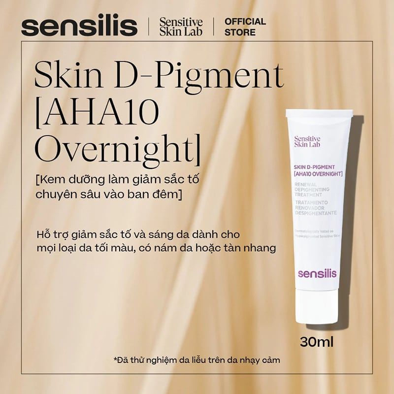 Kem Dưỡng Ban Đêm Sensilis Làm Đều Màu Da Skin D-Pigment [AHA10 Overnight] 30ml