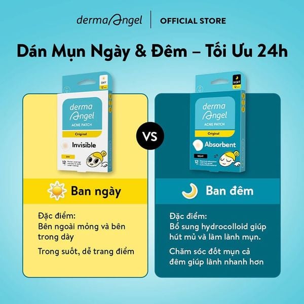  Miếng Dán Mụn Dùng Cho Ngày Và Đêm Derma Angel Acne Patch Original 