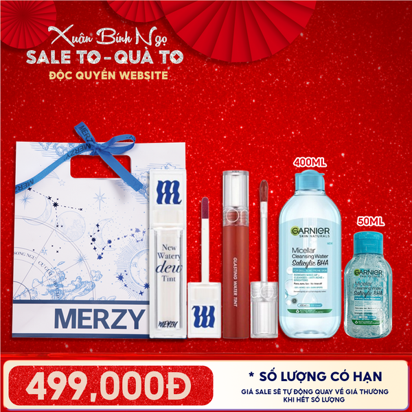  Túi Quà Tặng 499K: 1 Son Merzy + 1 Son Romand + 1 Nước Tẩy Trang 400ml + 1 Nước Tẩy Trang Minisize + Túi 