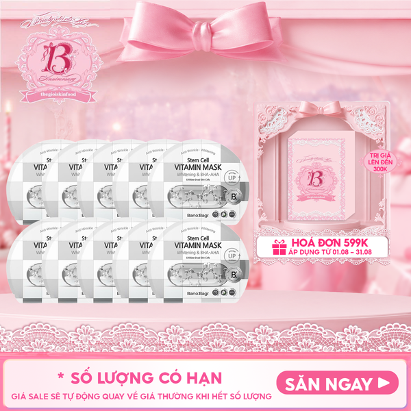  Combo 10 Miếng Mặt Nạ Banobagi Hỗ Trợ Dưỡng Trắng Cấp Ẩm & Bổ Sung Collagen, Cải Thiện Lão Hóa Stem Cell Vitamin, Super Collagen Mask 30ml 