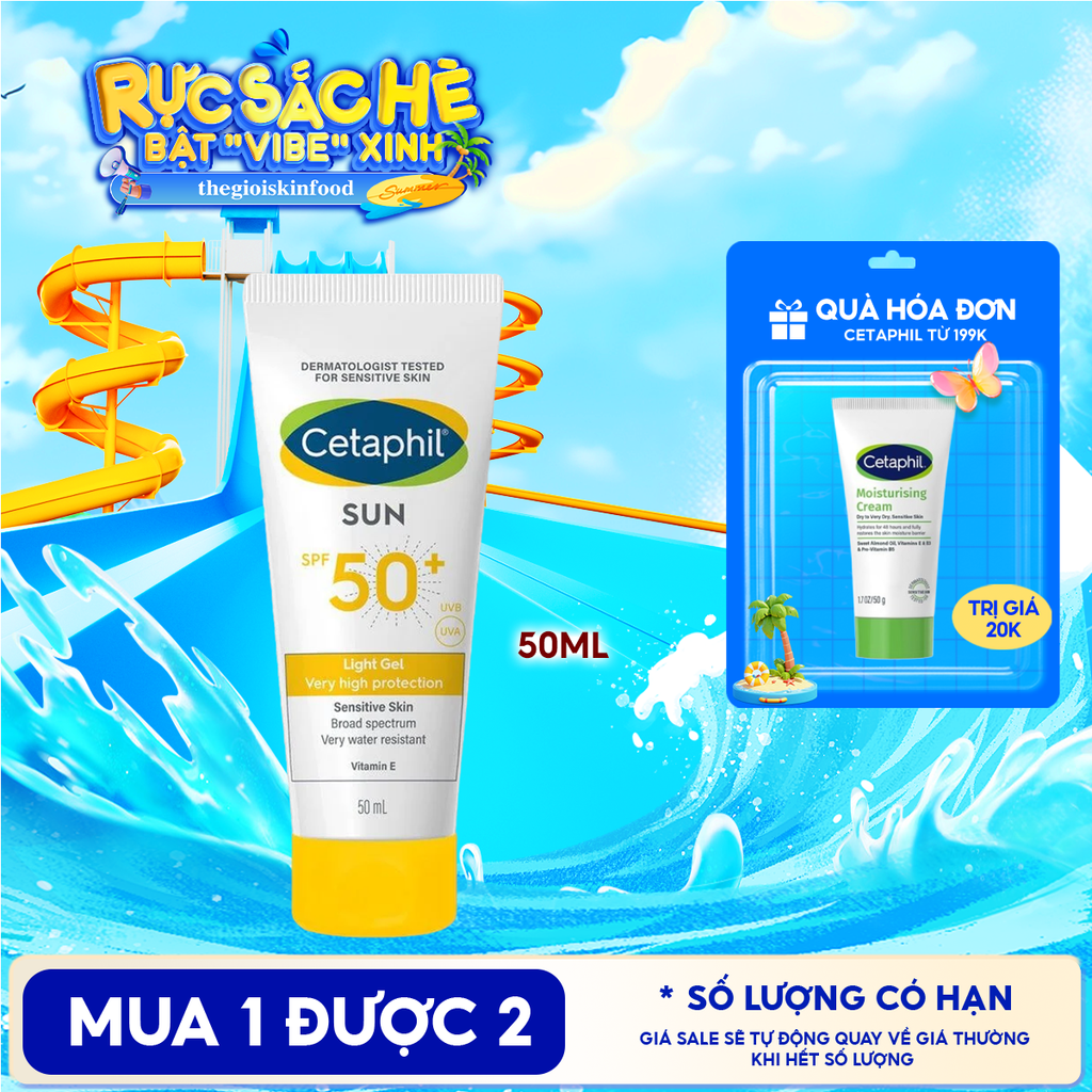 Gel Chống Nắng Cetaphil Dịu Nhẹ Dành Cho Da Nhạy Cảm Sun SPF50+ Light Gel 50ml
