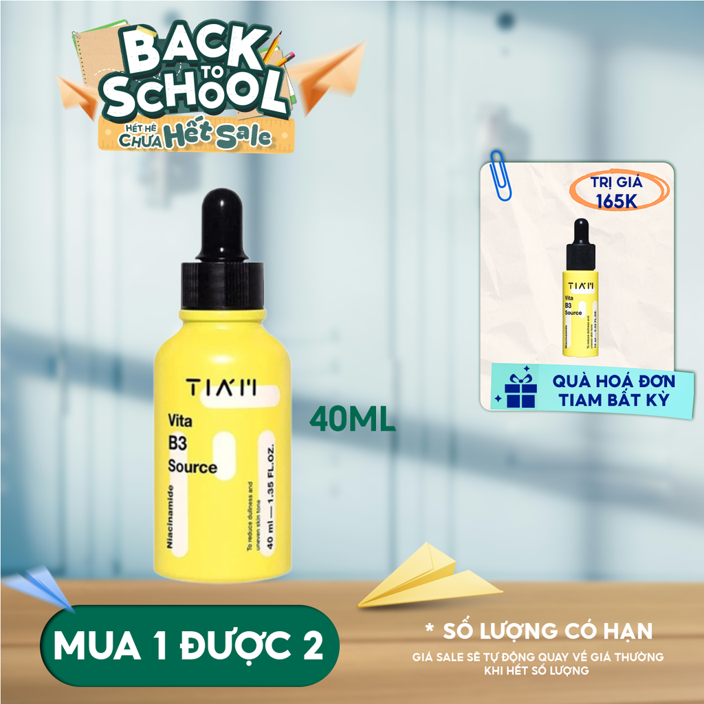 Serum Tiam Dưỡng Trắng Da, Giảm Thâm Nám, Hỗ Trợ Phục Hồi Da Sau Mụn Vita B3 Source Serum 40ml