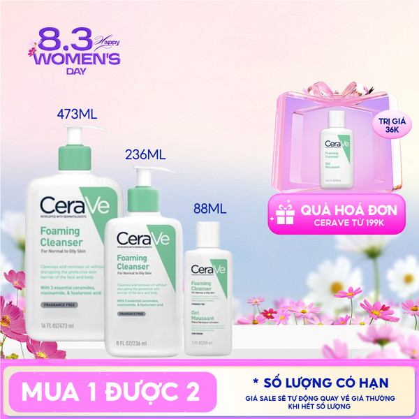  Sữa Rửa Mặt Cerave Sạch Sâu Dành Cho Da Dầu Developed With Dermatologists Foaming Cleanser 