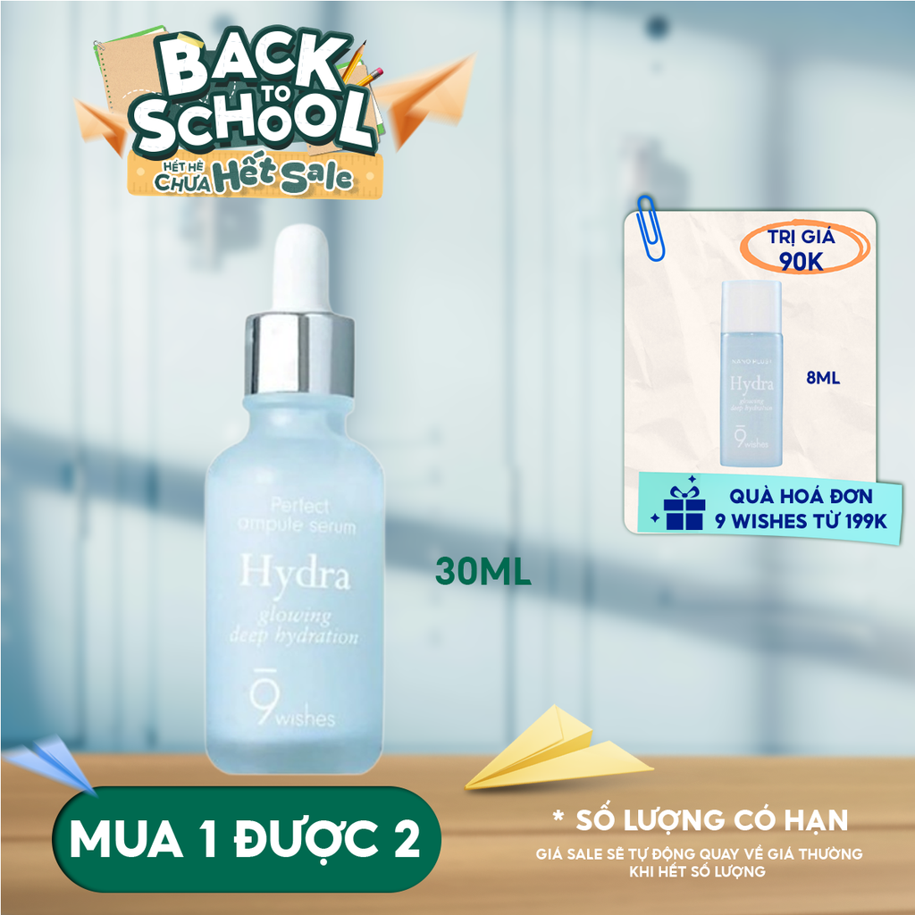 Serum 9 Wishes Dưỡng Ẩm, Cấp Nước, Căng Mịn Da 9 Wishes Hydra Glowing Deep Hydration Ampule Serum