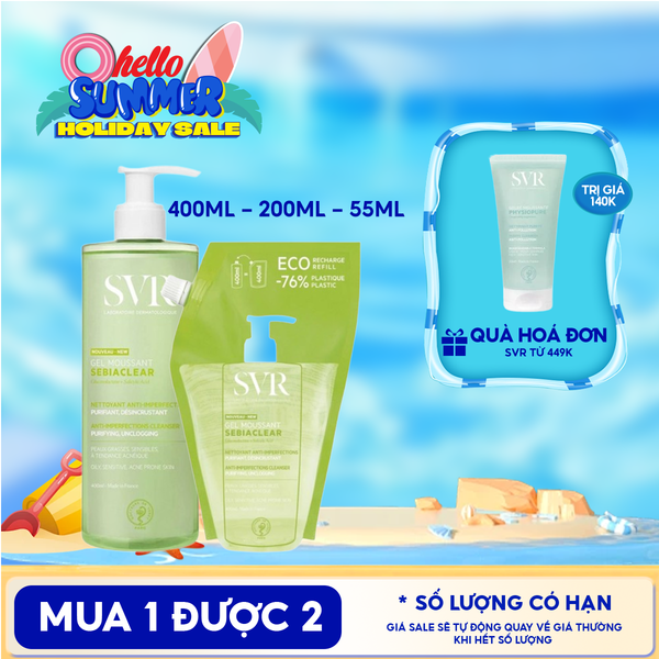  Sữa Rửa Mặt SVR Dạng Gel Không Chứa Xà Phòng Dành Cho Da Dầu Sebiaclear Gel Moussant 