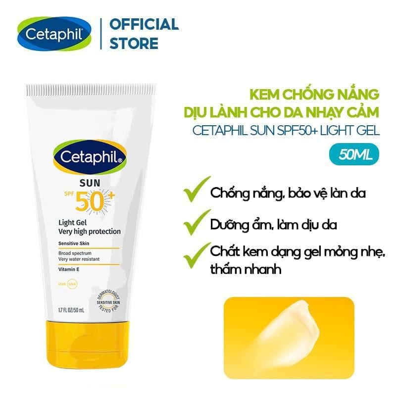 Gel Chống Nắng Cetaphil Dịu Nhẹ Dành Cho Da Nhạy Cảm Sun SPF50+ Light Gel 50ml