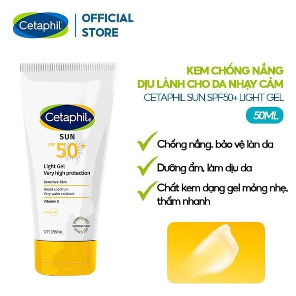  Gel Chống Nắng Cetaphil Dịu Nhẹ Dành Cho Da Nhạy Cảm Sun SPF50+ Light Gel 50ml 
