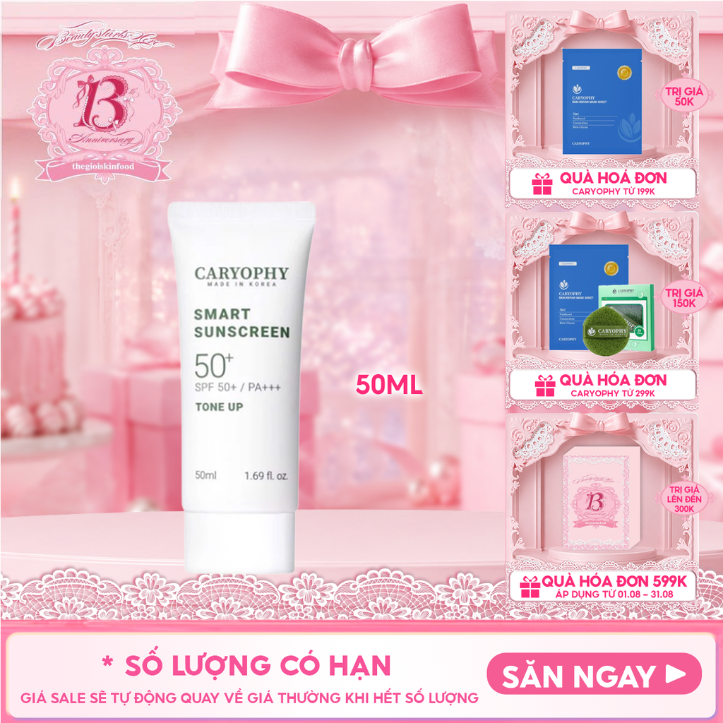 Kem Chống Nắng Caryophy Nâng Tông Smart Sunscreen Tone Up SPF50+/PA+++ 50ml