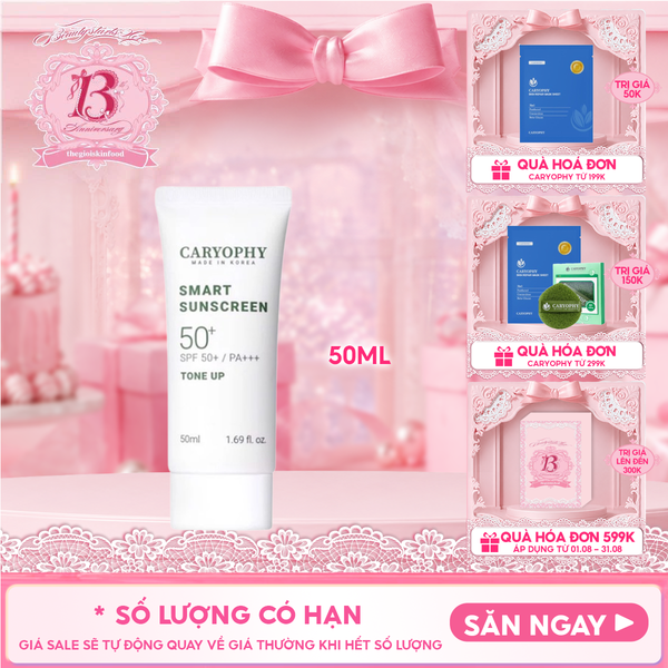  Kem Chống Nắng Caryophy Nâng Tông Smart Sunscreen Tone Up SPF50+/PA+++ 50ml 