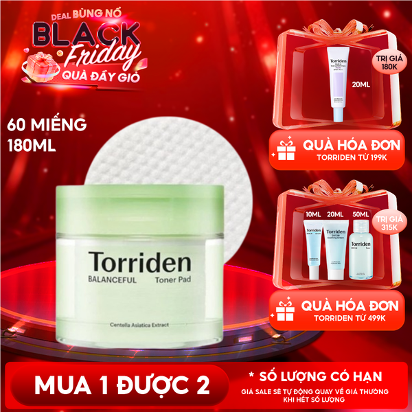  Toner Pad Torriden Làm Dịu Da Mụn, Cân Bằng Da, Cấp Ẩm Balanceful Cica Toner Pad 60 miếng 
