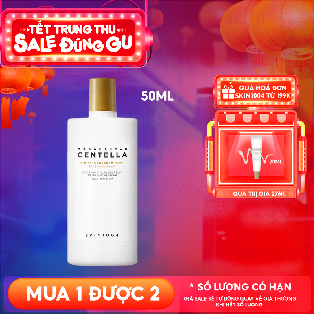 Kem Chống Nắng Skin1004 Lành Tính Dành Cho Da Nhạy Cảm Madagascar Centella Air-Fit Suncream Plus SPF50+ PA++++ 50ml