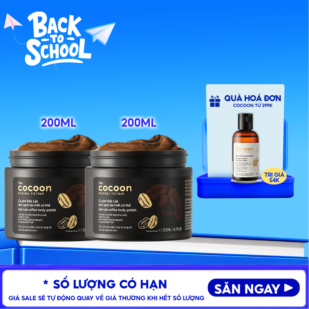 Tẩy Da Chết Body Cocoon Làm Đều Màu Da Và Dưỡng Mịn Da Chiết Xuất Cà Phê Dak Lak, Đường Thốt Nốt An Giang Body Polish