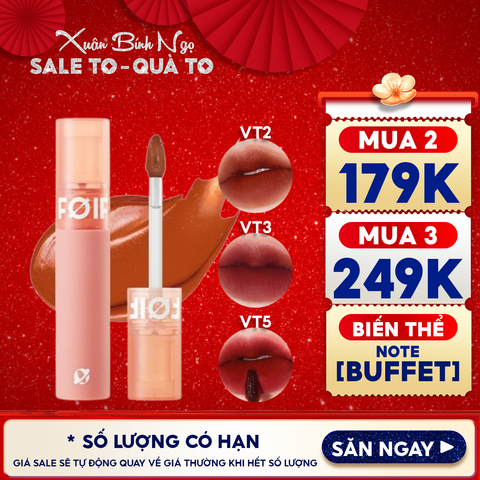 Son Kem Lì Hàn Quốc FOIF Thuần Chay, Mịn Mượt Lâu Trôi Daily Velvet Tint