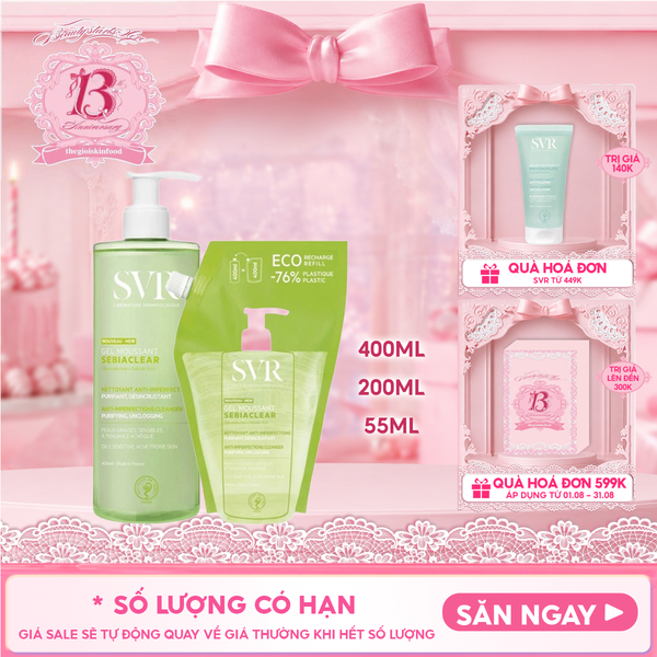  Sữa Rửa Mặt SVR Dạng Gel Không Chứa Xà Phòng Dành Cho Da Dầu Sebiaclear Gel Moussant 