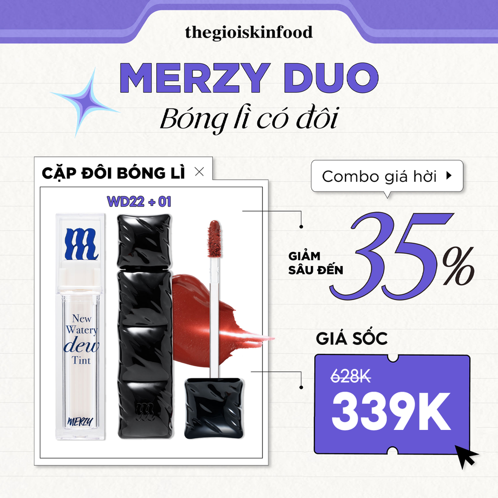 [MERZY DUO] MOOD DUO: Son Tint Bóng Merzy New Dew x Son Kem Lì V6 Puffer Velvet Tint