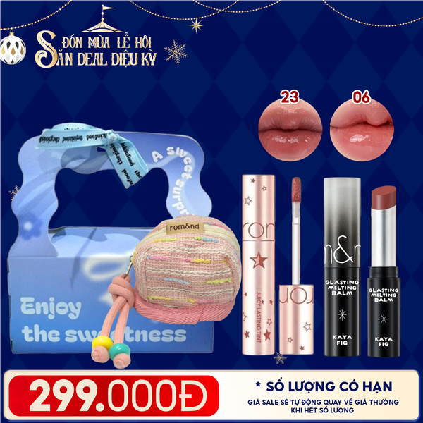  Combo Quà Tặng: Túi Quà + Son Tint Lì Romand Starry Edition 23 + Son Dưỡng Có Màu Romand X Inapsquare #06 Kaya Fig + Túi đựng Airpod 