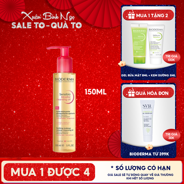  Dầu Tẩy Trang Bioderma Làm Sạch Sâu Sensibio Micellar Cleansing Oil 150ml 