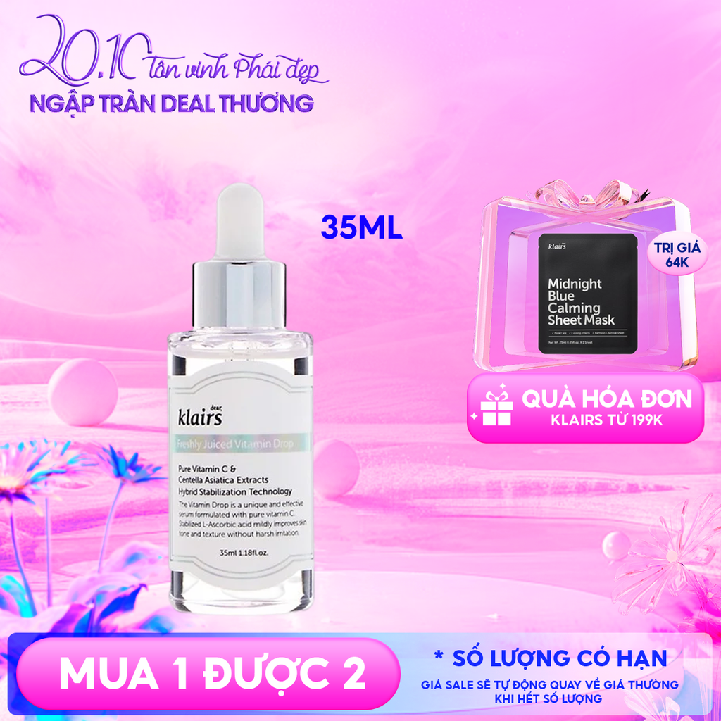 Serum Klairs Vitamin C Hỗ Trợ Dưỡng Sáng, Mờ Thâm Nám Dành Cho Da Dễ Kích Ứng Freshly Juiced Vitamin Drop 35ml