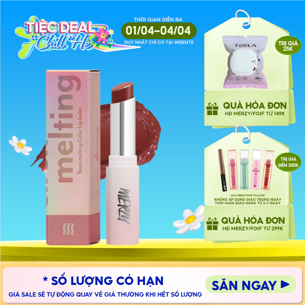[LB1 -LB8] Son Dưỡng Ẩm Merzy Có Màu Cho Môi Mềm Mịn, Căng Mọng Siren Melting Color Lip Balm 3g