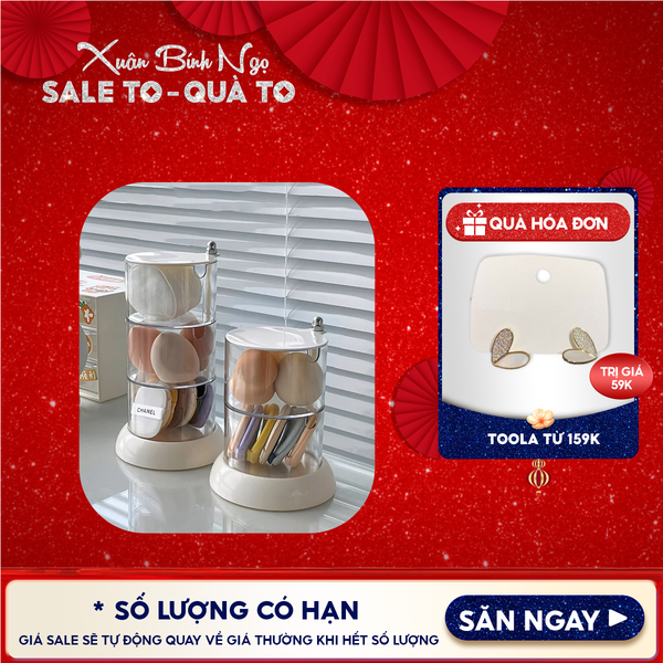  [NHẬP KHẨU] Hộp Đựng Trang Sức, Phụ Kiện TOOLA Nhiều Tầng Xoay 360 Độ, Trong Suốt Đa Năng Accessories Storage Plastic Box 