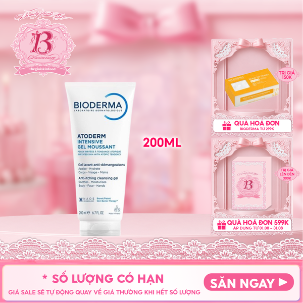  Gel Rửa Mặt Bioderma Dành Cho Da Khô, Viêm Da Cơ Địa Atoderm Intensive Gel Moussant 