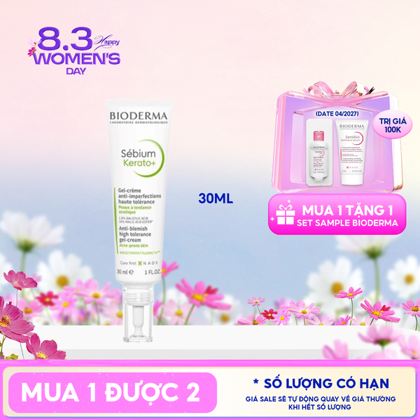  Kem Dưỡng Hỗ Trợ Cải Thiện Mụn & Mờ Thâm Bioderma Sebium Kerato+ 30ml 