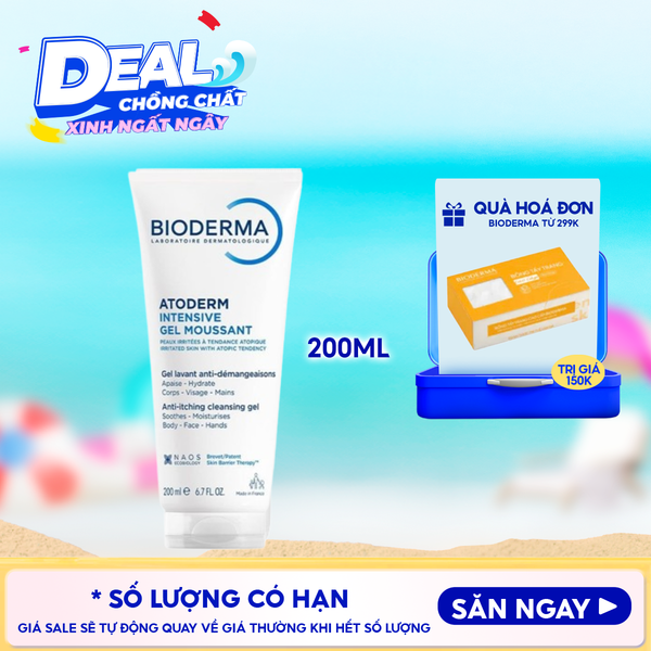  Gel Rửa Mặt Bioderma Dành Cho Da Khô, Viêm Da Cơ Địa Atoderm Intensive Gel Moussant 