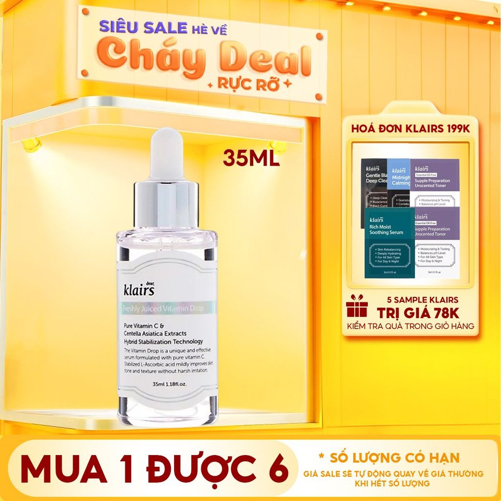 Serum Klairs Vitamin C Hỗ Trợ Dưỡng Sáng, Mờ Thâm Nám Dành Cho Da Dễ Kích Ứng Freshly Juiced Vitamin Drop 35ml