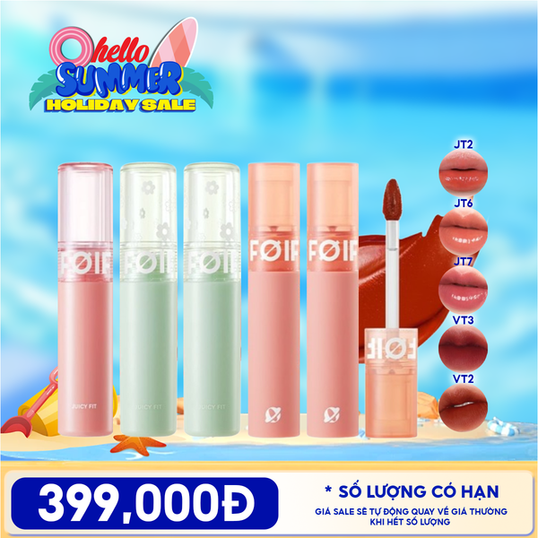  [PACK TIẾT KIỆM 11%] 3 Son Tint Bóng Thuần Chay FOIF Juicy Fit Tint + 2 Son Kem Lì Thuần Chay FOIF Daily Velvet Tint 